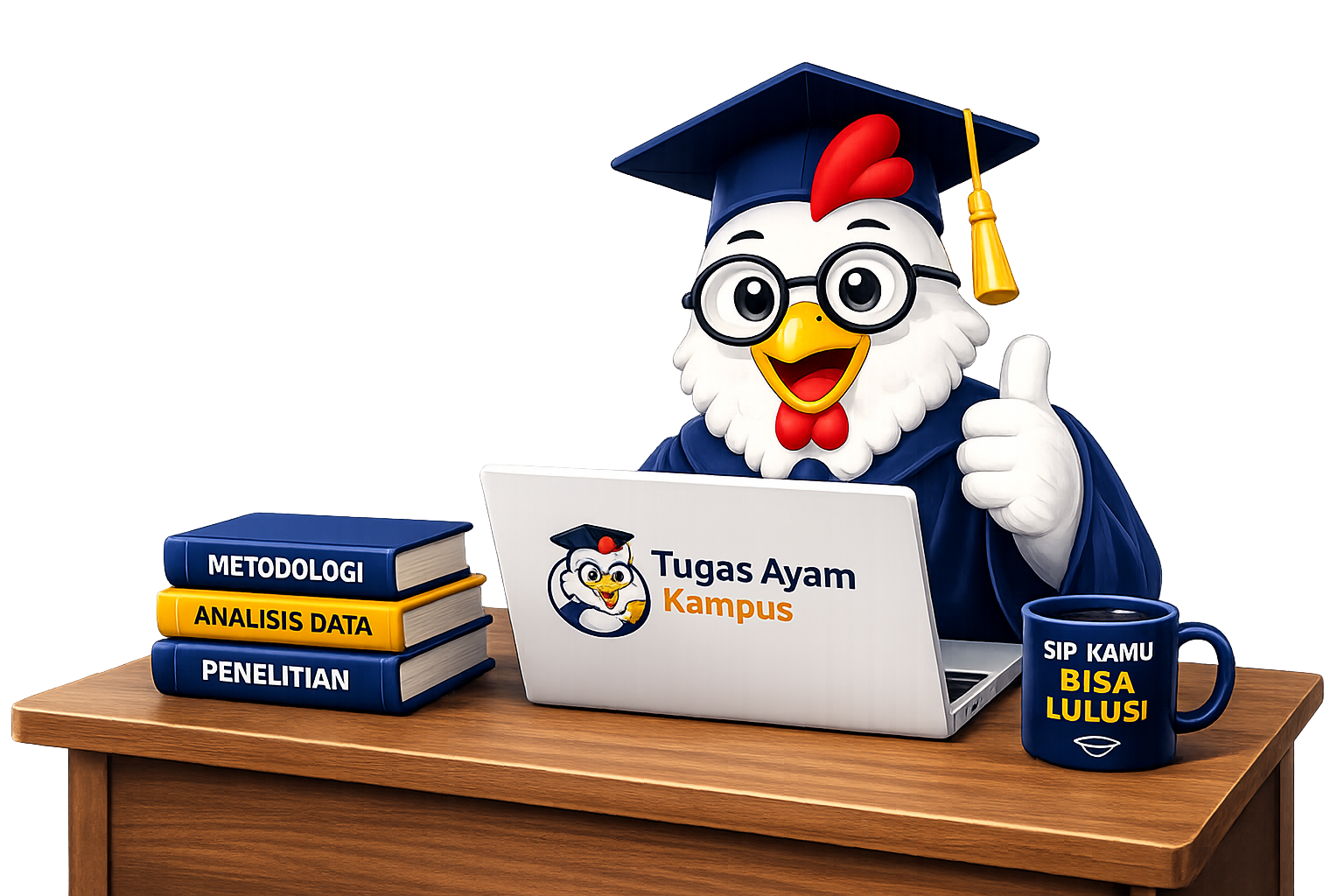 Tugas Ayam Kampus Mascot Illustration